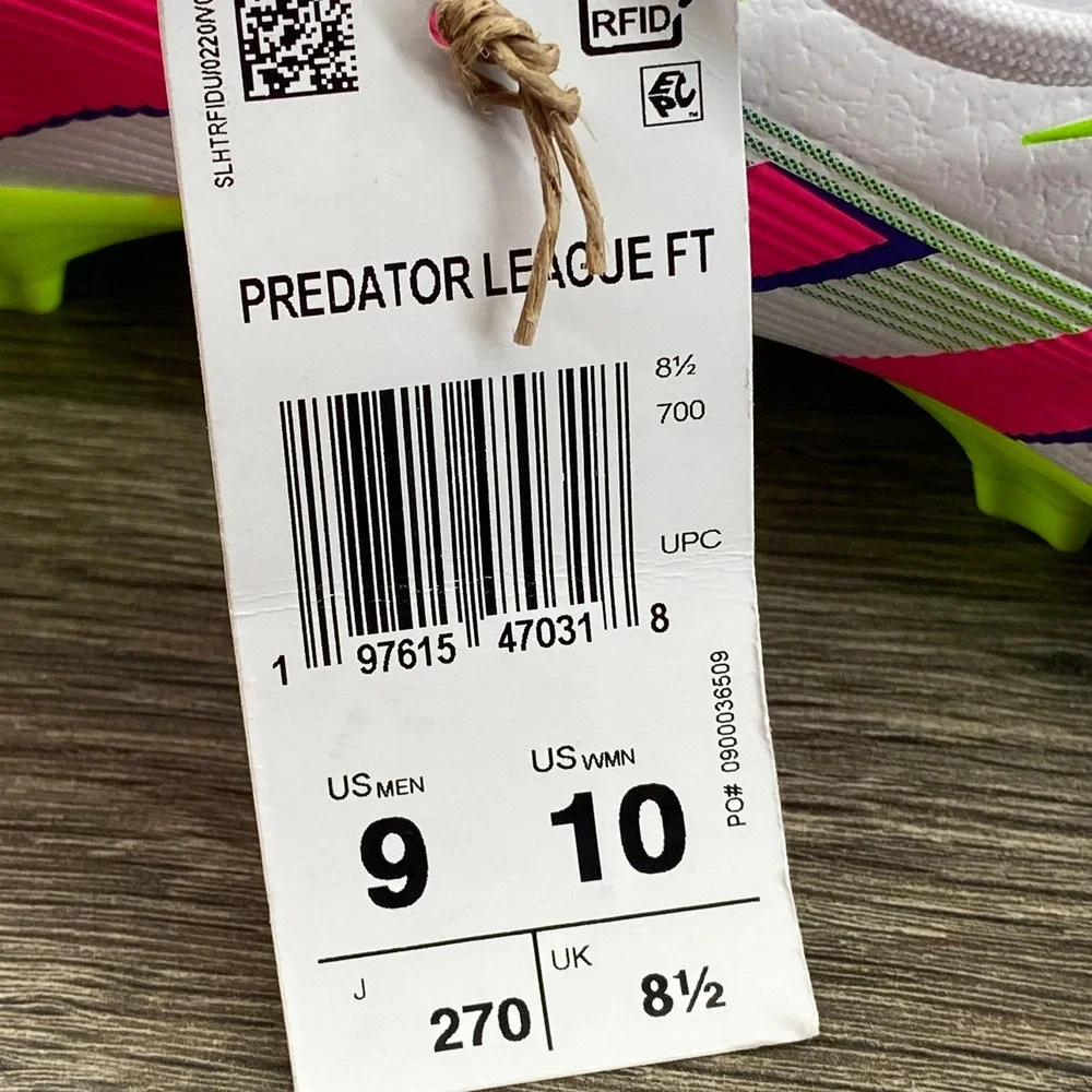 Adidas Predator League FT Soccer Cleats Mens Size 9 White Pink Lemon ID1320